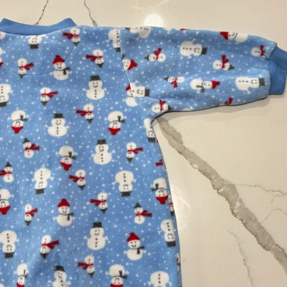 Carter’s Baby Boys Blue Fleece Snowman Christmas Footed Pajamas Sleeper 6 Months